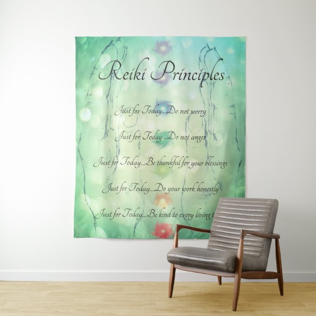 Reiki Prinzipien, die Handentwurf heilen Wandteppich (Beispiel)