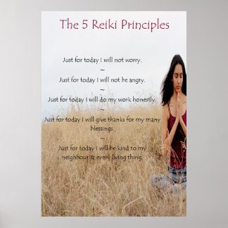 Reiki-Prinzipien mit Meditation der Frau Poster