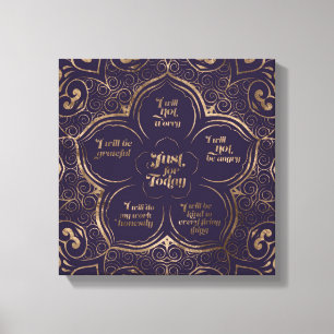 Reiki Prinzipien - Reiki Gebote lila und Gold Leinwanddruck