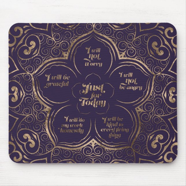 Reiki Prinzipien - Reiki Gebote lila und Gold Mousepad (Vorne)