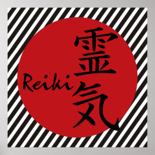 Reiki - rot schwarze Streifen Poster