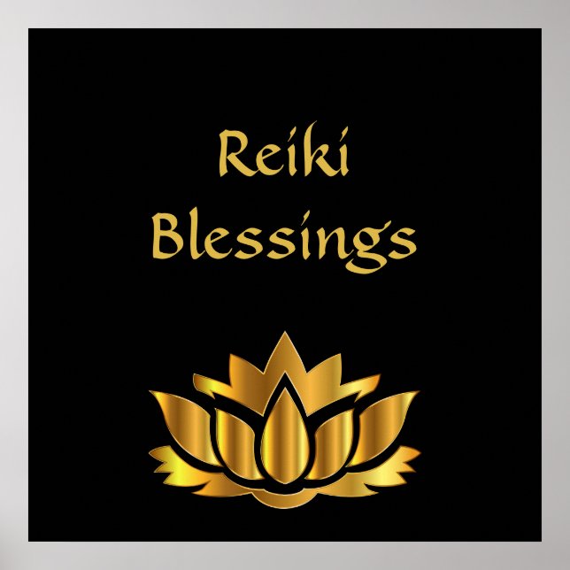 Reiki Sessings Black/Gold Poster (Vorne)