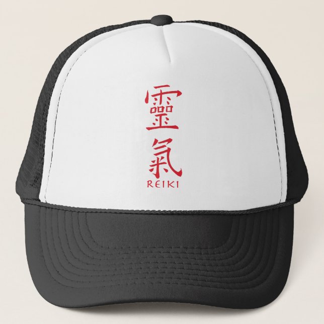 Reiki-Symbol in Roter Tinte Truckerkappe (Vorderseite)