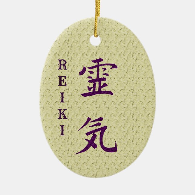 Reiki-Symbol und Grundsätze Inspiration Keramik Ornament (Vorne)