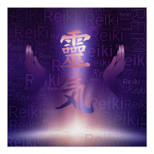 Reiki Symbole und Heilkräfte auf lila Licht Poster (Vorderseite)