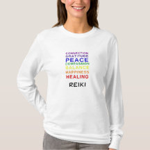 Reiki T - Shirt mit den Farben der 7 Chakren.