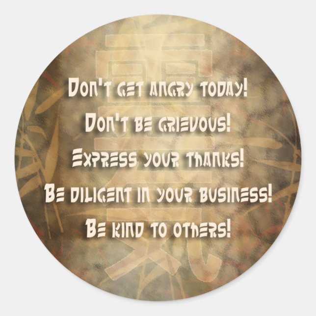 REIKI Usui Grundsätze Runder Aufkleber (Vorderseite)