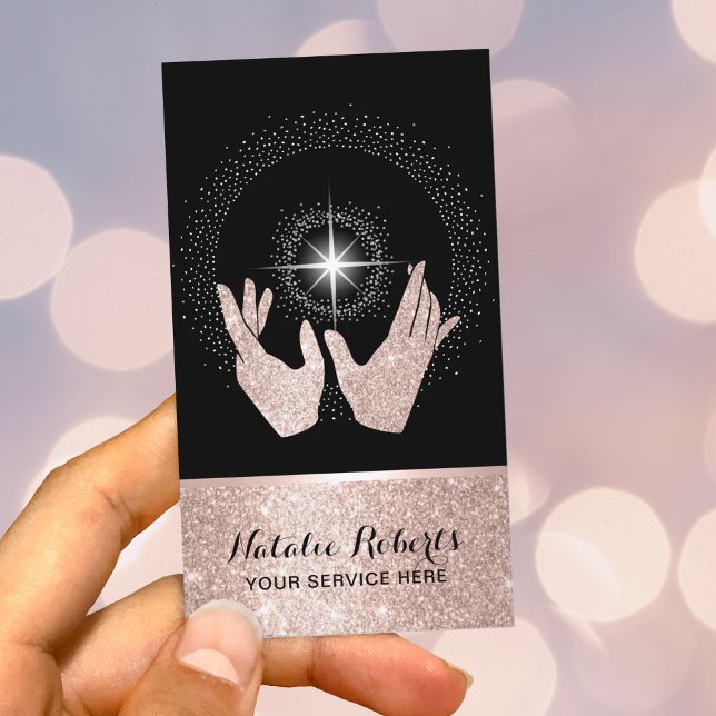 Reiki Wellness-Center Rose Gold Healing Hands Mass Visitenkarte (Von Creator hochgeladen)