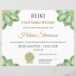 Reiki Yoga-Abschlusszeugnis