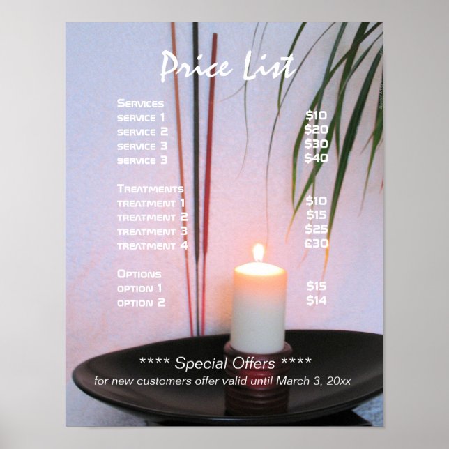 Reiki Yoga ganzheitliche Gesundheitspreisliste Poster (Vorne)