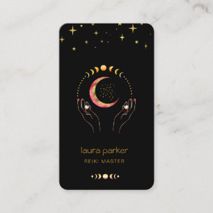 Reiki Yoga Healing Hands Crescent Moon Phases Myst Visitenkarte