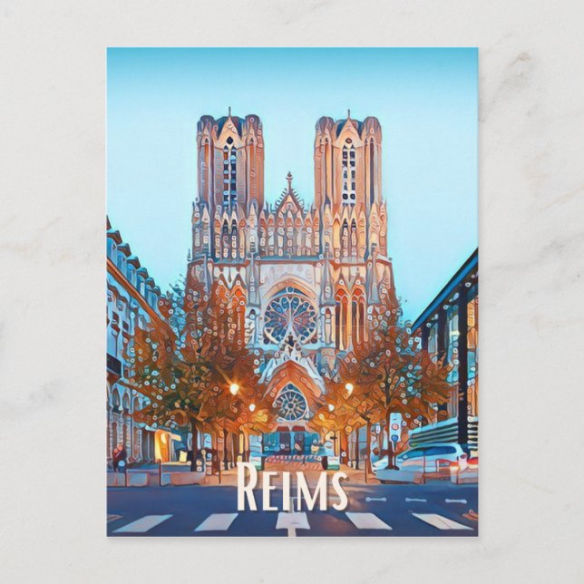 Reims Foto Vintage Postkarte (Vorderseite)
