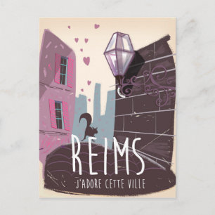 Reims Frankreich Stadt Reiseplakat Postkarte