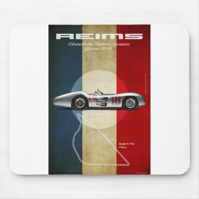 Reims Racetrack Vintage Mercedes Mousepad (Vorne)
