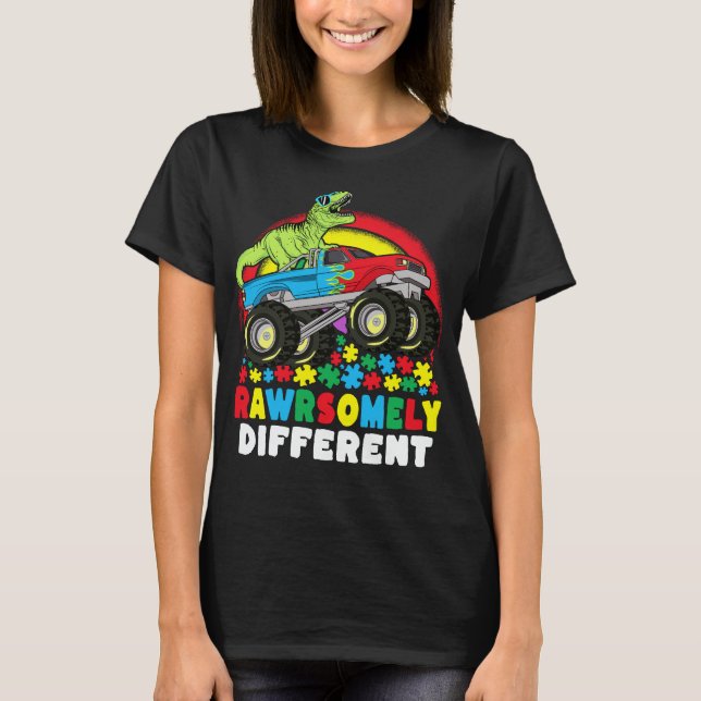 Rein anders als der Rex Monster Truck Autismus T-Shirt (Vorderseite)