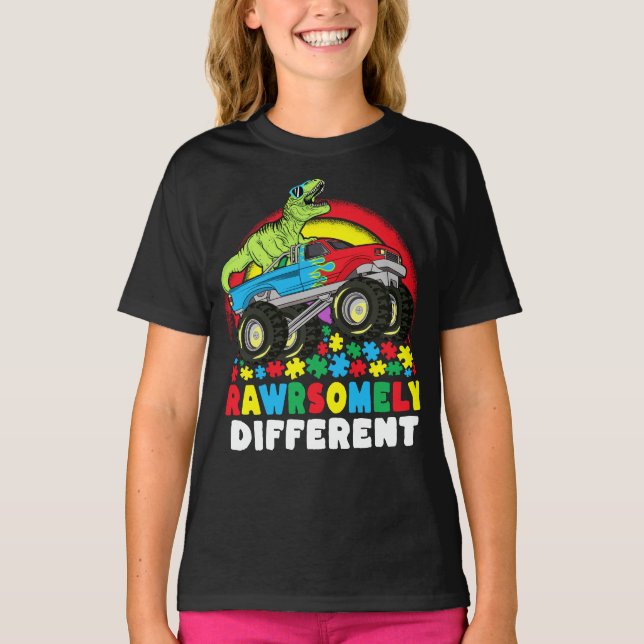 Rein anders als der Rex Monster Truck Autismus T-Shirt (Vorderseite)