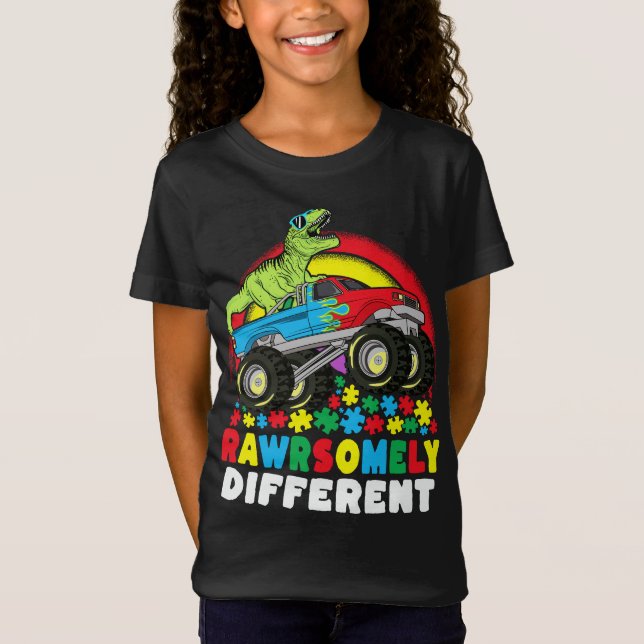 Rein anders als der Rex Monster Truck Autismus T-Shirt (Vorderseite)