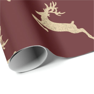 Reinadeer rotes kastanienbraunes Gold neues Geschenkpapier