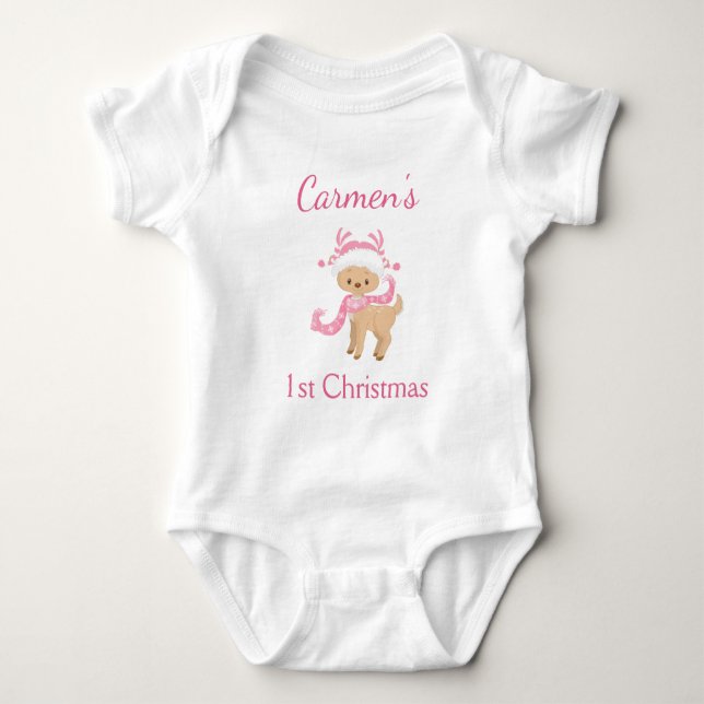 Reindeer 1. Weihnachten Baby Strampler (Vorderseite)