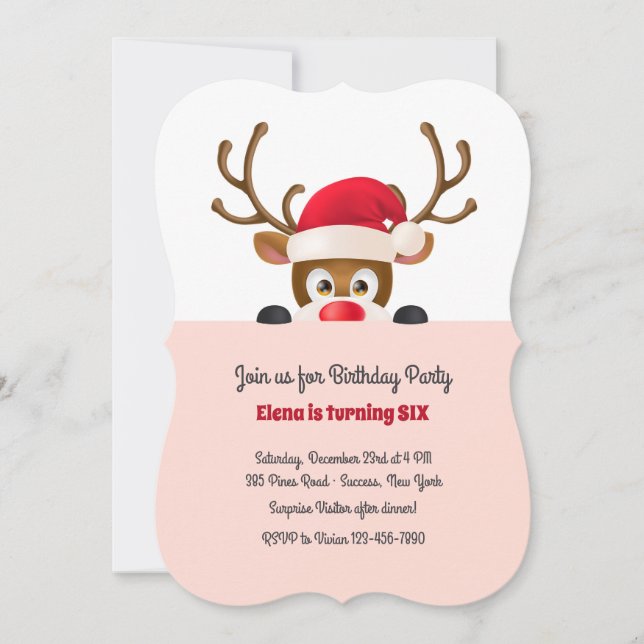 Reindeer à Père Noël Invitation Casquette rose (Devant)
