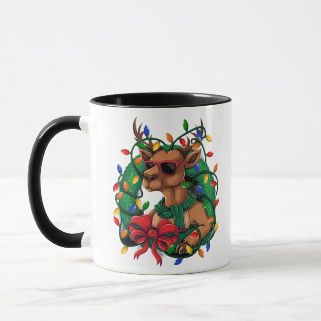 Reindeer an wreath Mug Tasse (Links)
