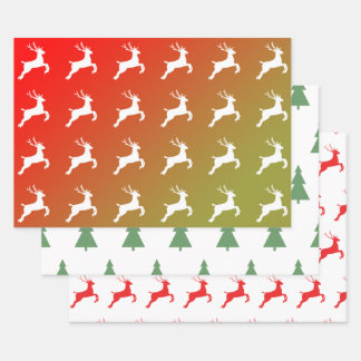 Reindeer And Trees Christmas Pattern Gift Wrapping Geschenkpapier Set