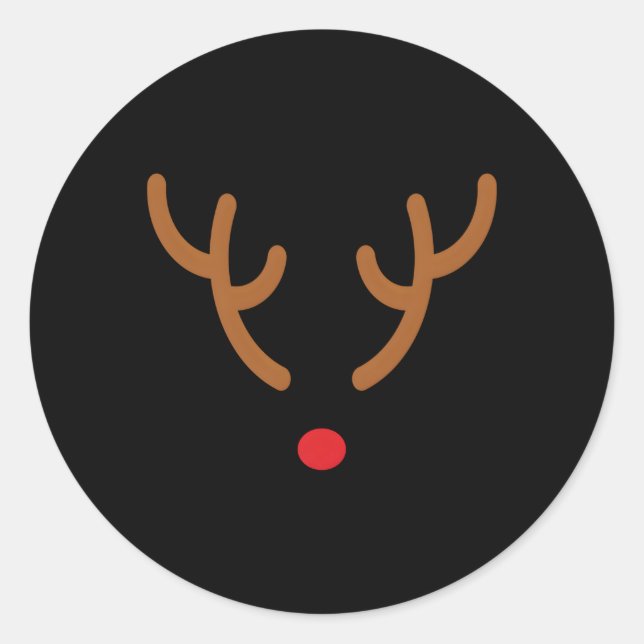 Reindeer Antlers Red Nose Runder Aufkleber (Vorderseite)