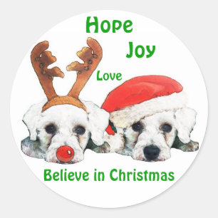 Reindeer Antlers Weihnachtsmannmütze Schnauzers St Runder Aufkleber