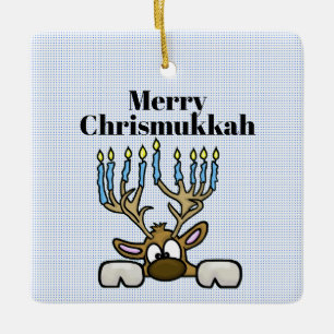 Reindeer Avec Menorah Antlers Chrismukkah Ornement