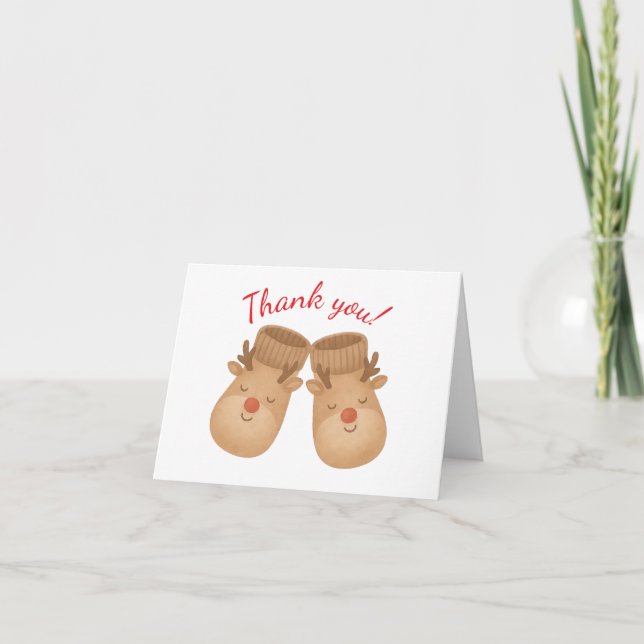 Reindeer Baby Shower Thank You Card Dankeskarte (Vorderseite)