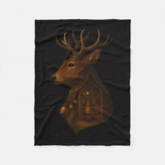 Reindeer Barn Gnome Christmas Fleece Blanket 