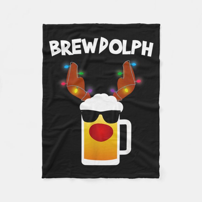 Reindeer Beer Rudolph Brewdolph Funny Christmas  Fleecedecke (Vorderseite)