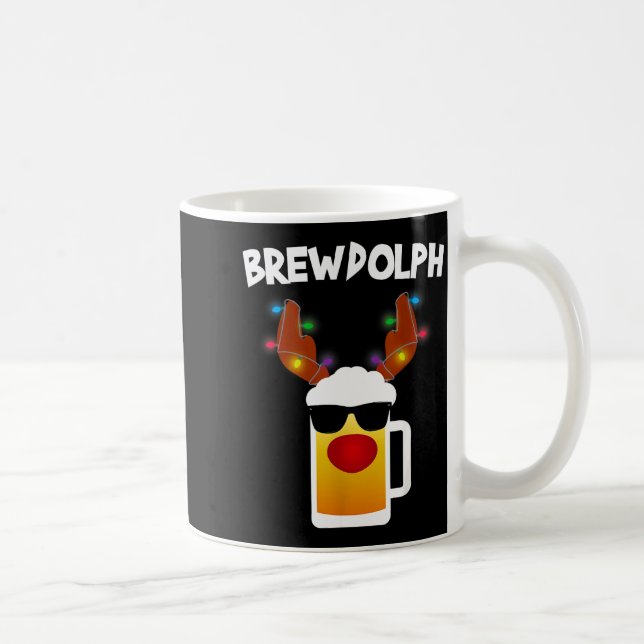 Reindeer Beer Rudolph Brewdolph Funny Christmas  Kaffeetasse (Rechts)
