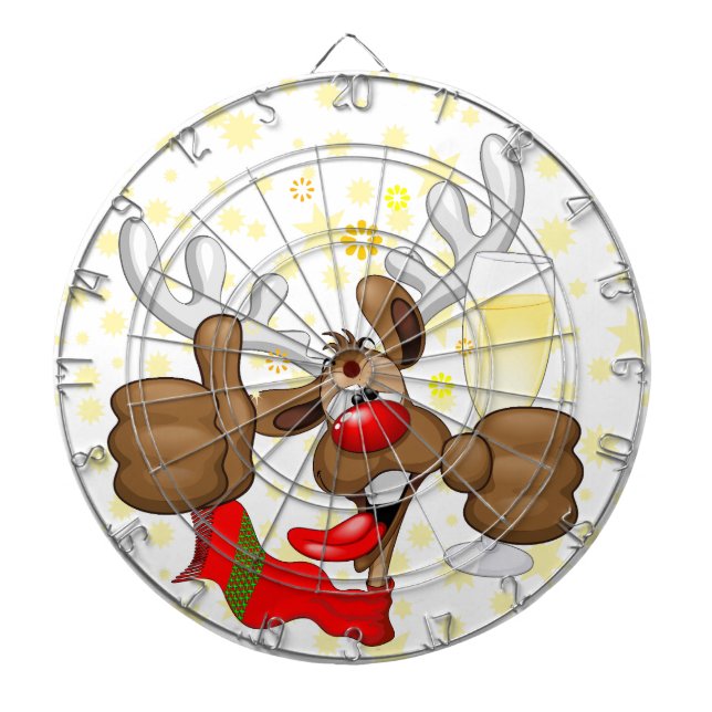 Reindeer Betrunken Funny Christmas Character Dartscheibe (vorne)