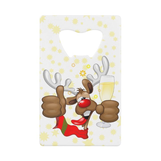 Reindeer Betrunken Funny Christmas Character Geldbeutel Flaschenöffner (Vorderseite)