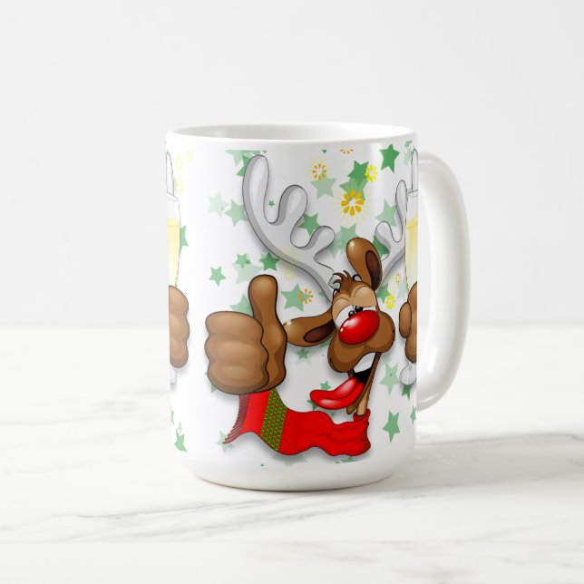 Reindeer Betrunken Funny Christmas Character Kaffeetasse (VorderseiteRechts)