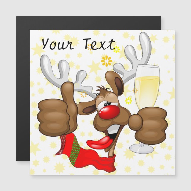 Reindeer Betrunken Funny Christmas Character Magneteinladung (Vorne/Hinten)