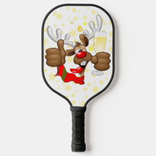 Reindeer Betrunken Funny Christmas Character Pickleball Schläger
