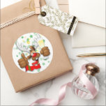 Reindeer Betrunken Funny Christmas Character Runder Aufkleber<br><div class="desc">Funny Christmas Rentier Cartoon Charakter, sieht wirklich Betrunken und groggy, nach dem Party, mit noch ein Glas mit Champagner auf der Pfote und mit Daumen up. Original Vector Grafik Copyright BluedarkArt The ChameleonArt.</div>