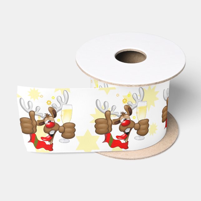 Reindeer Betrunken Funny Christmas Character Satinband (Spule)