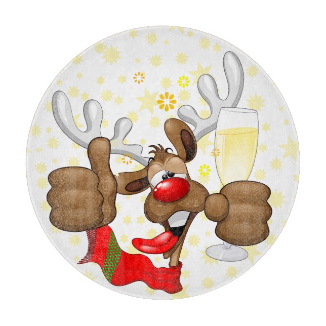 Reindeer Betrunken Funny Christmas Character Schneidebrett (Vorderseite)