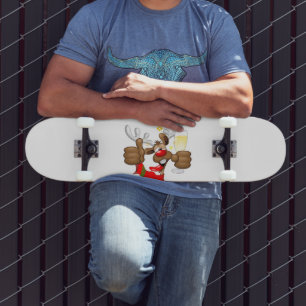 Reindeer Betrunken Funny Christmas Character Skateboard