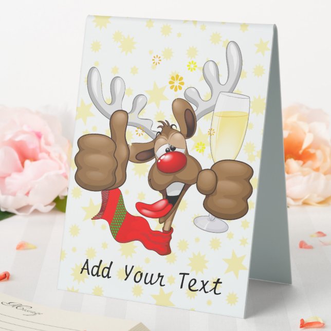 Reindeer Betrunken Funny Christmas Character Tischaufsteller (In Situ (Hochzeit))