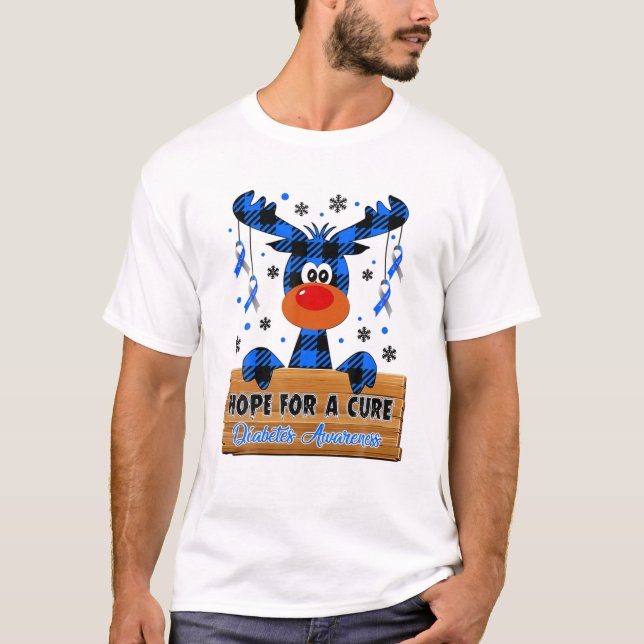 Reindeer Blue Hope for a cuure Diabetes Awareness  T-Shirt (Vorderseite)