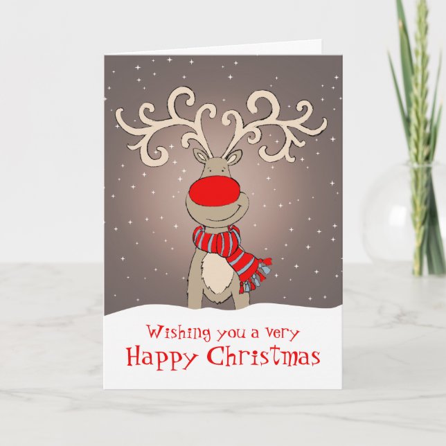 Reindeer Bonne carte de Noël en gris (Devant)