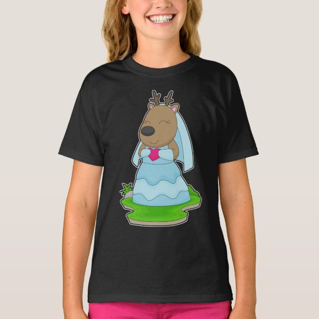 Reindeer Bride Heart Wedding T-Shirt (Vorderseite)