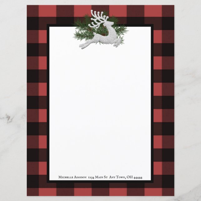 Reindeer Buffalo Kariert Stationery (Vorderseite)
