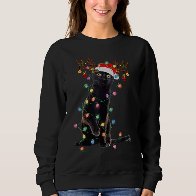 Reindeer Cat Christmas Lights  Cat   2 Sweatshirt (Vorderseite)