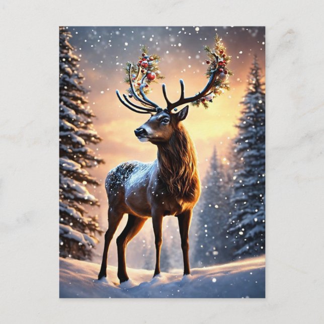 Reindeer Christmas Feiertagspostkarte (Vorderseite)