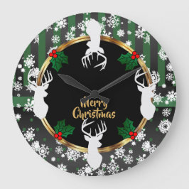 Reindeer Christmas Holiday Große Wanduhr